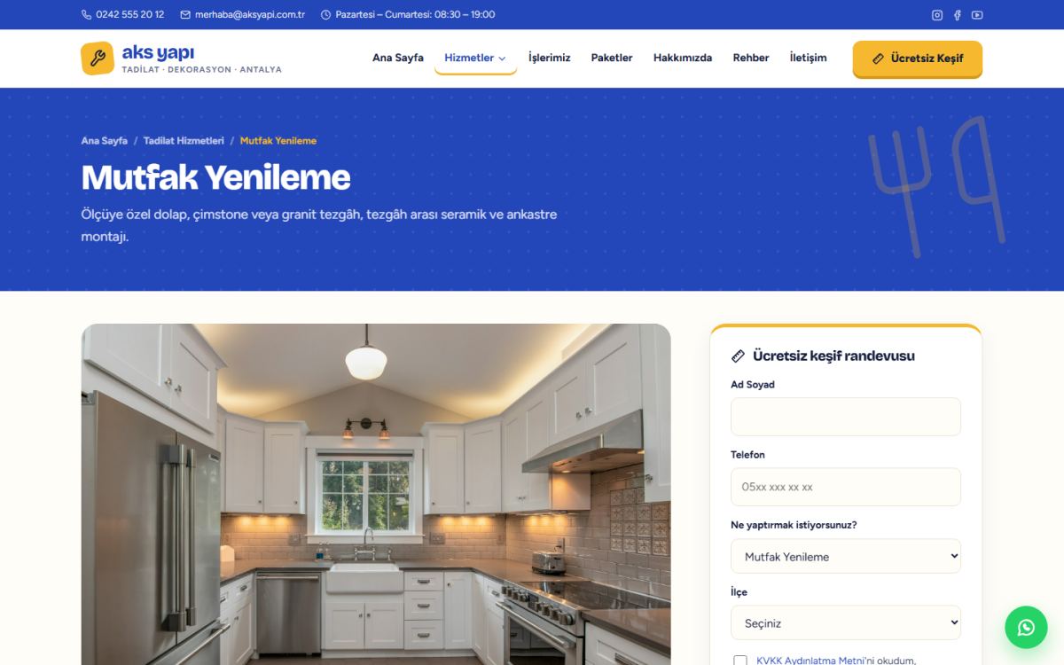 Aks Yapı – Tadilat ve Dekorasyon Web Sitesi ekran görüntüsü 2