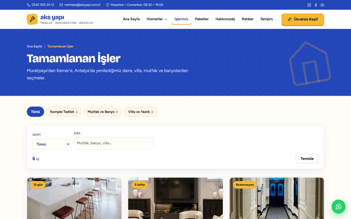 Aks Yapı – Tadilat ve Dekorasyon Web Sitesi ekran görüntüsü 3