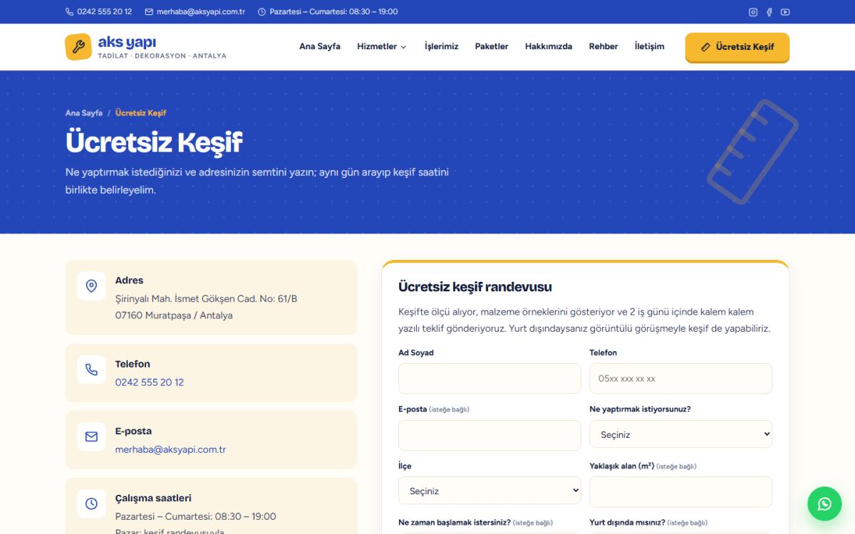 Aks Yapı – Tadilat ve Dekorasyon Web Sitesi ekran görüntüsü 5