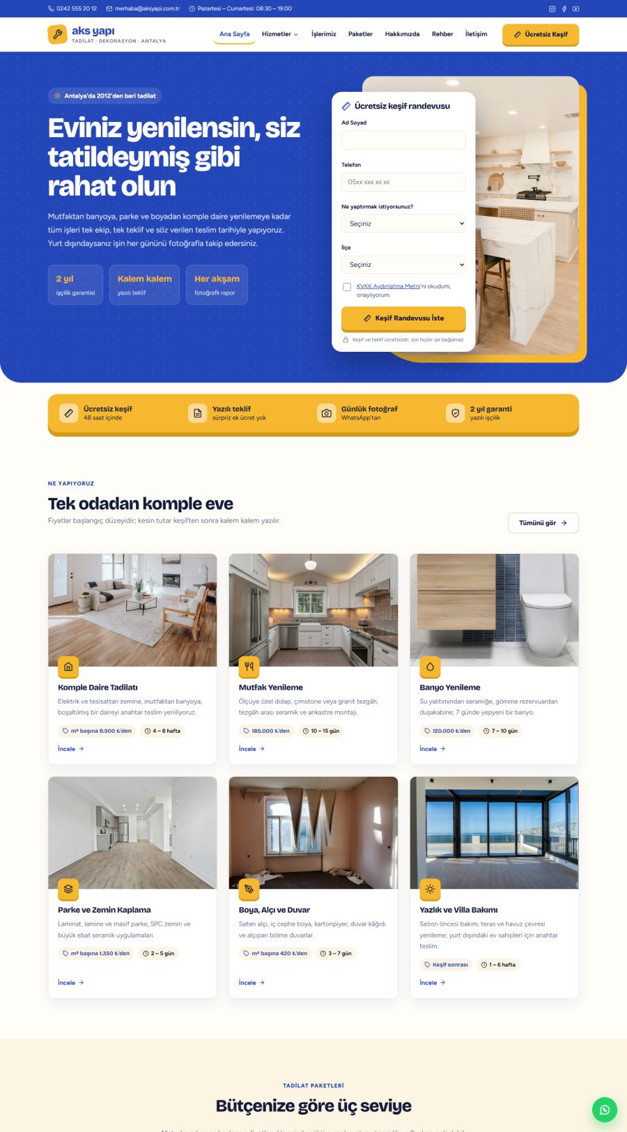 Aks Yapı – Tadilat ve Dekorasyon Web Sitesi – web sitesi tasarımı önizleme
