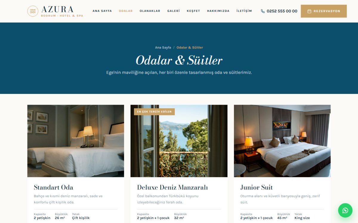 Azura – Otel & Turizm Web Sitesi ekran görüntüsü 2