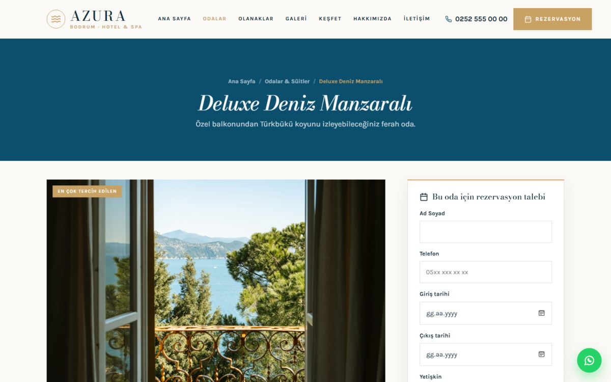 Azura – Otel & Turizm Web Sitesi ekran görüntüsü 3