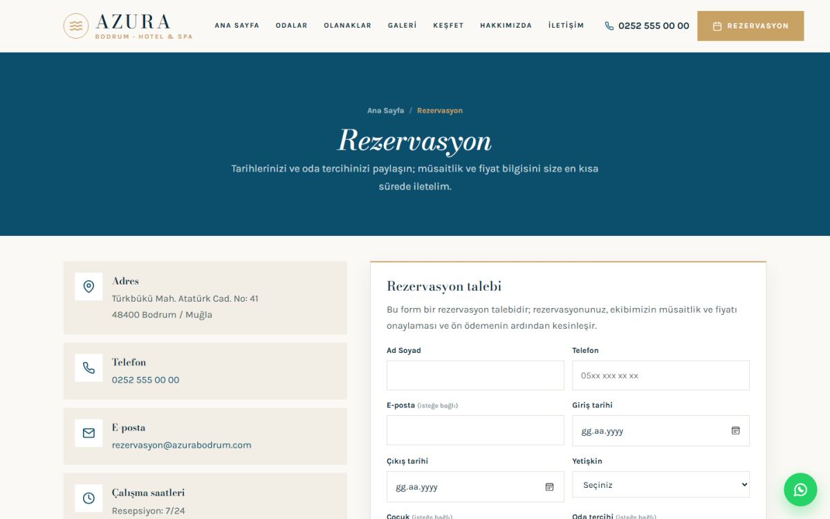Azura – Otel & Turizm Web Sitesi ekran görüntüsü 5