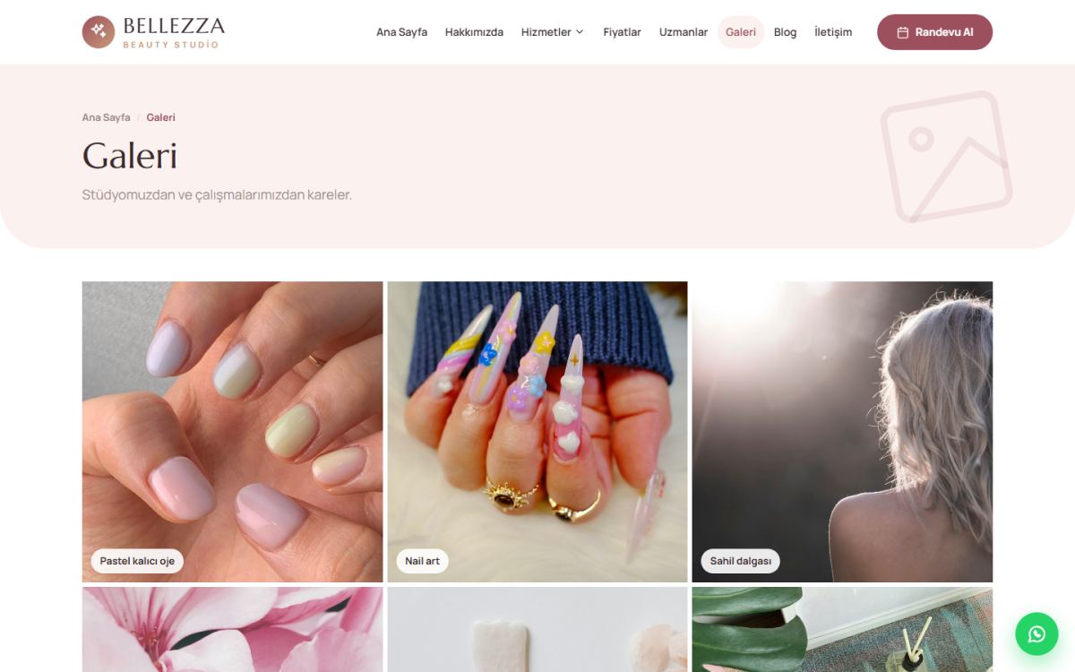 Bellezza – Güzellik Merkezi & Kuaför Web Sitesi ekran görüntüsü 4