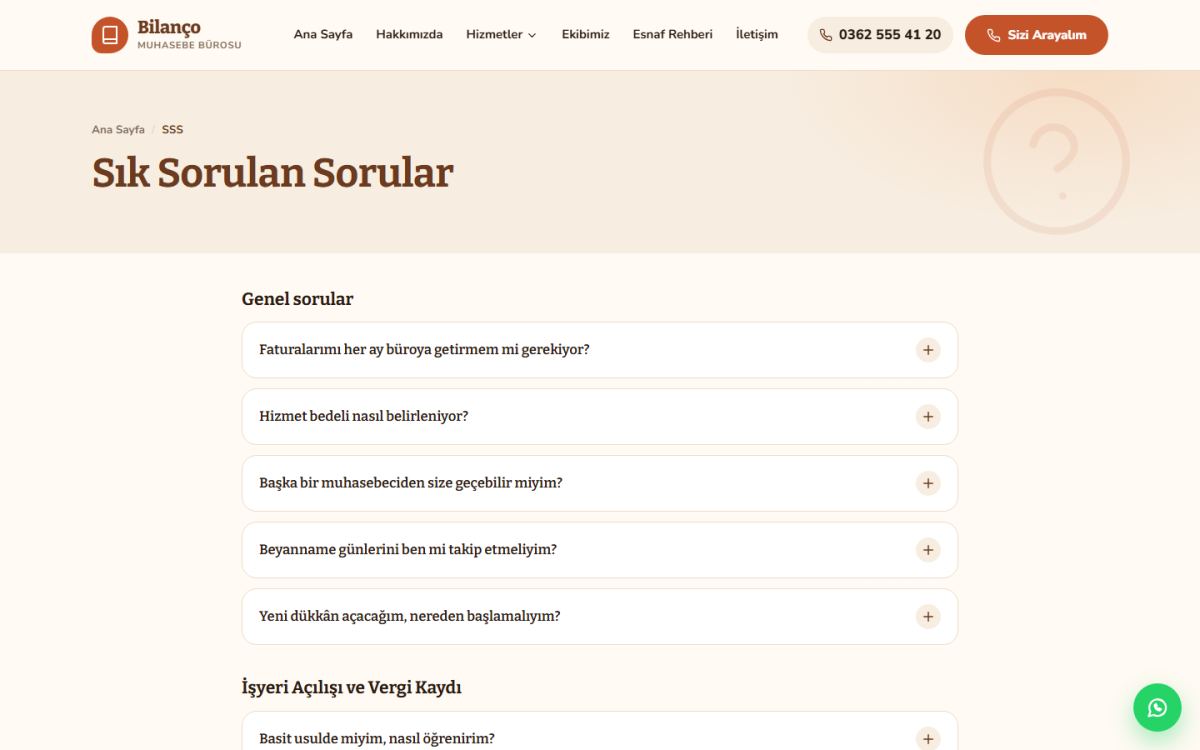 Bilanço – Esnaf Muhasebe Bürosu Web Sitesi ekran görüntüsü 4