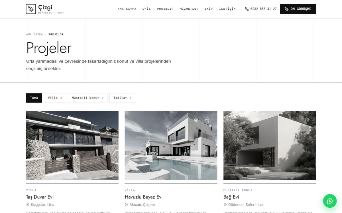 Çizgi – Konut ve Villa Mimarlığı Web Sitesi ekran görüntüsü 2