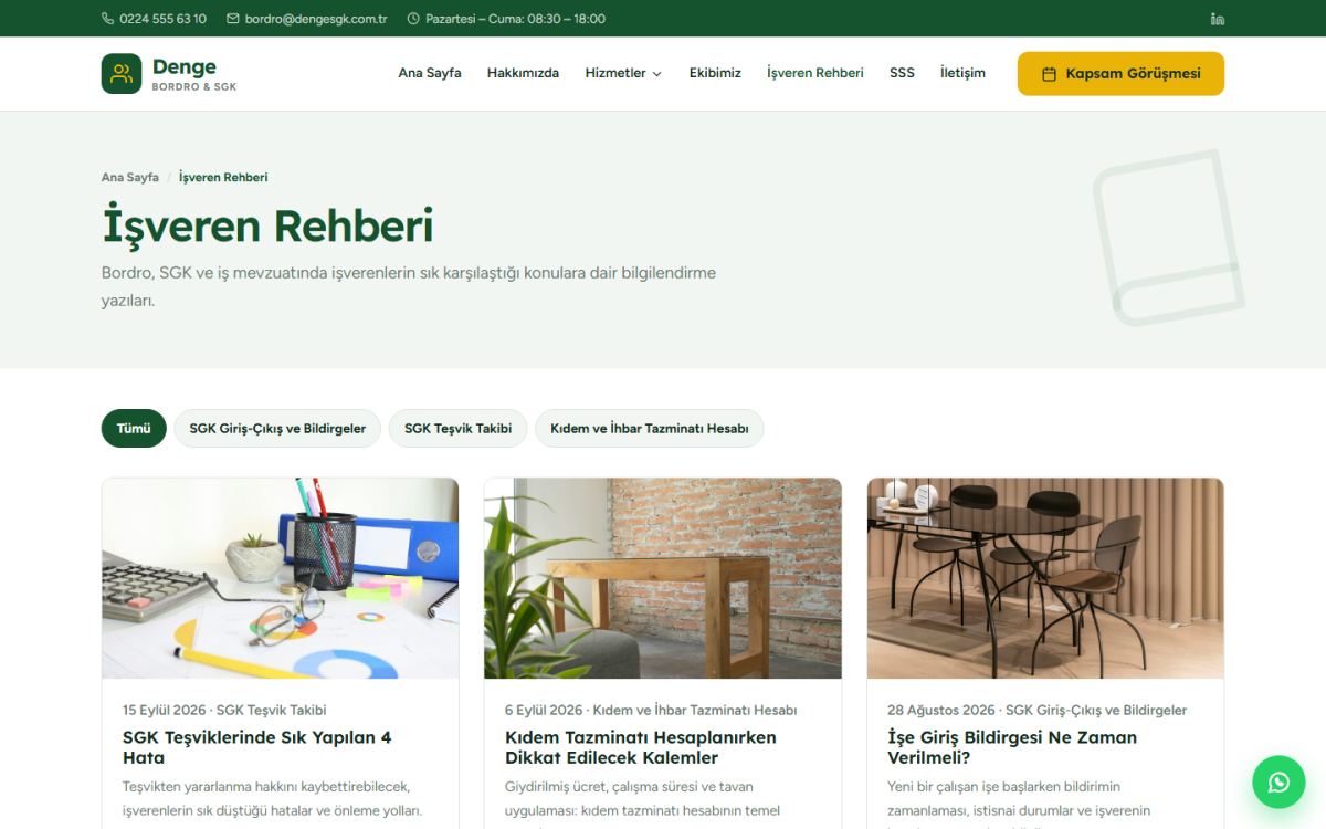 Denge – Bordro ve SGK Danışmanlık Web Sitesi ekran görüntüsü 3