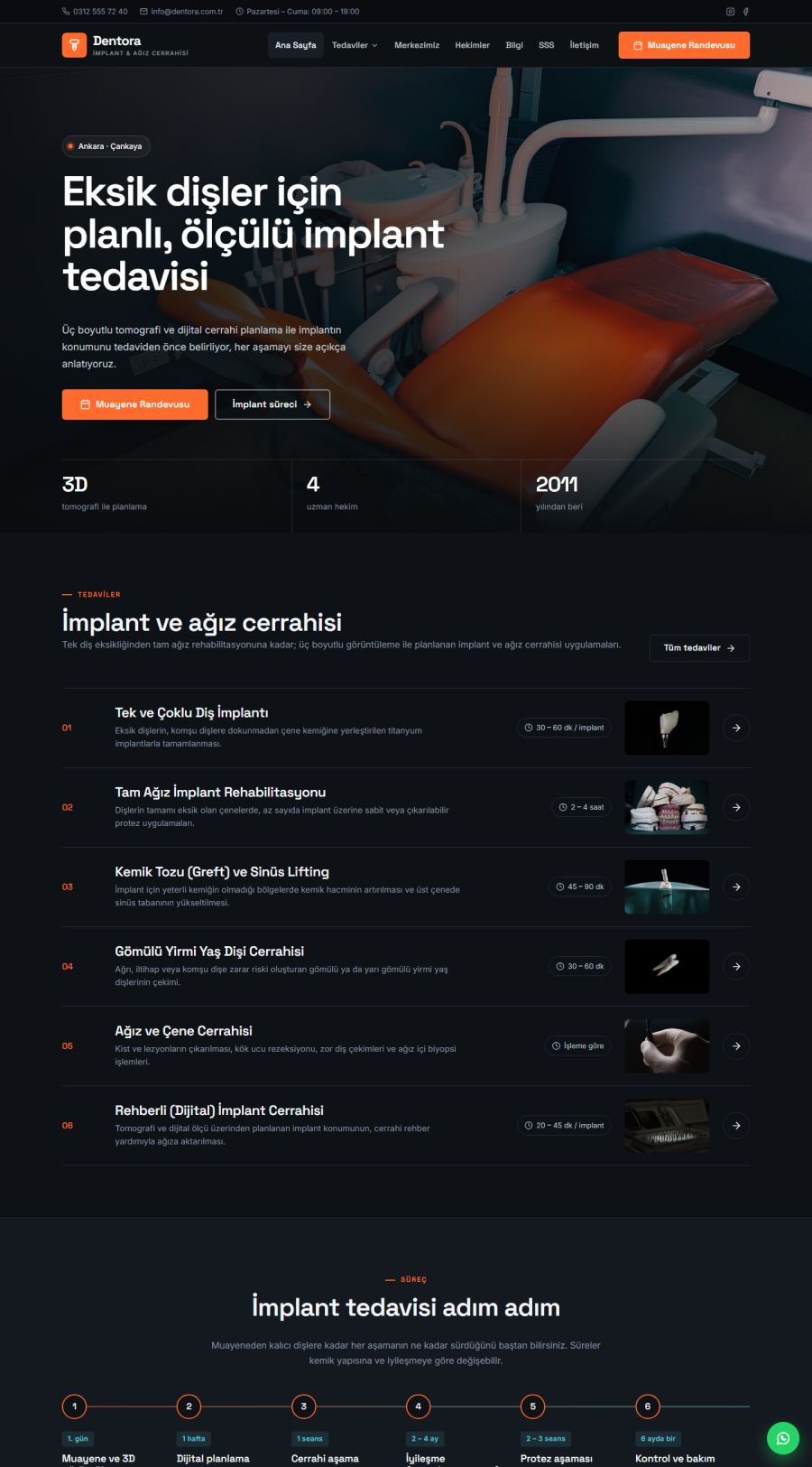 Dentora – İmplant ve Ağız Cerrahisi Merkezi Web Sitesi – web sitesi tasarımı önizleme