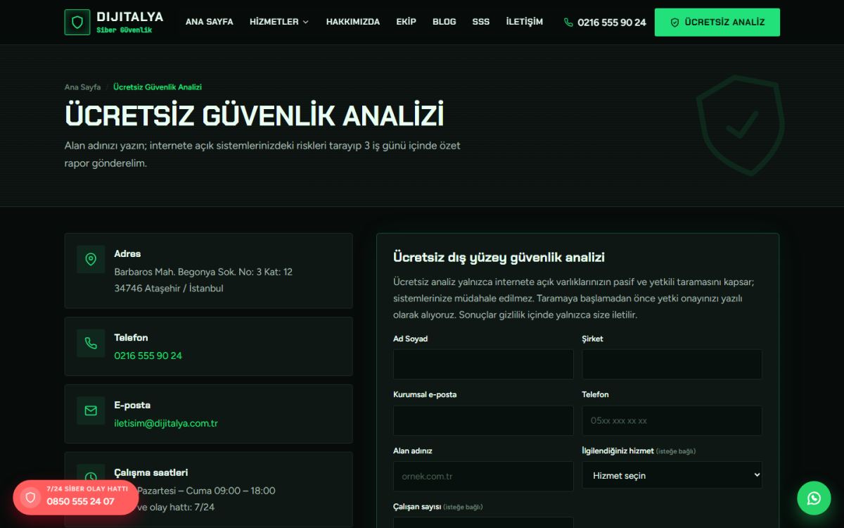 Dijitalya – Siber Güvenlik Şirketi Web Sitesi ekran görüntüsü 4