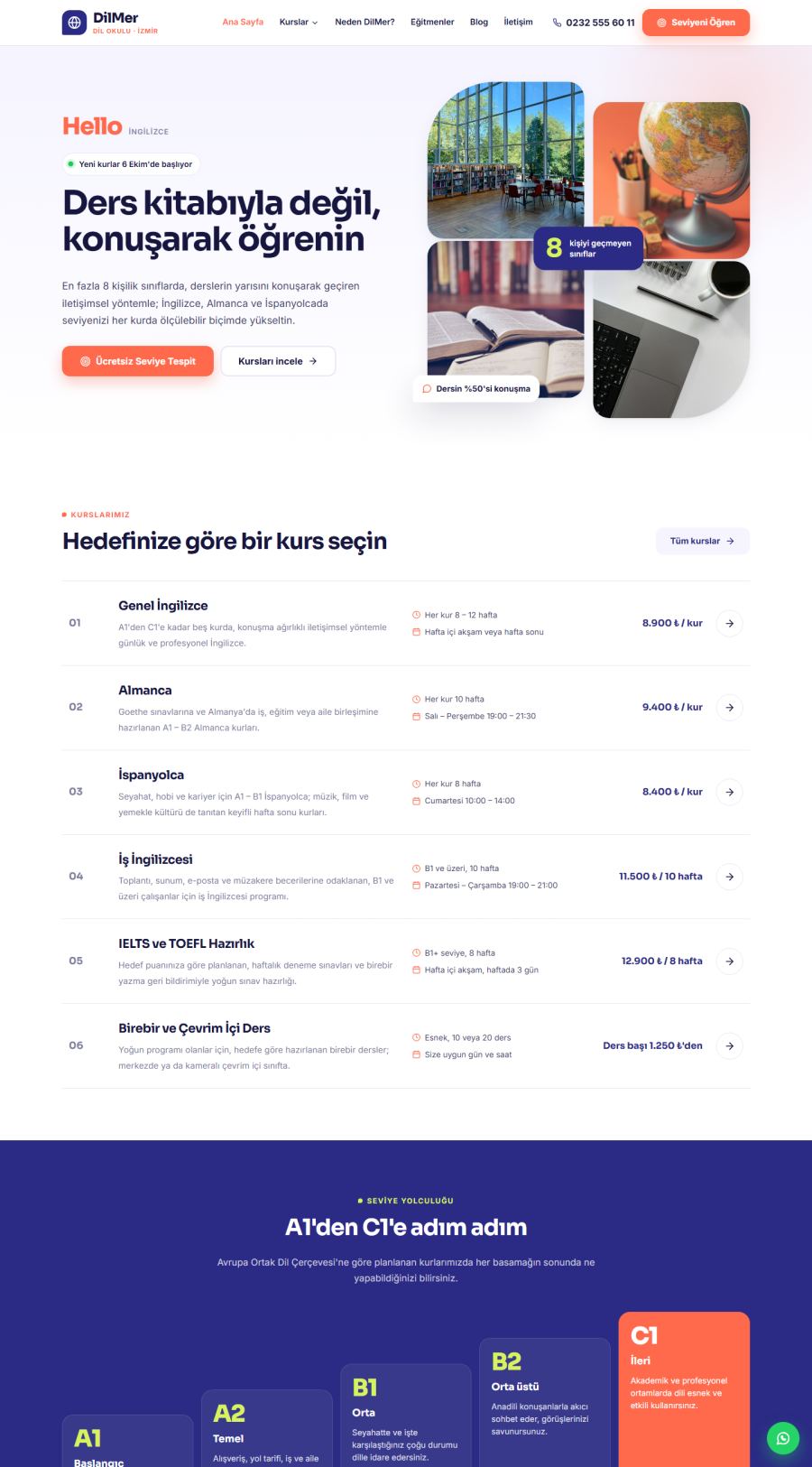 DilMer – Yabancı Dil Kursu Web Sitesi – web sitesi tasarımı önizleme