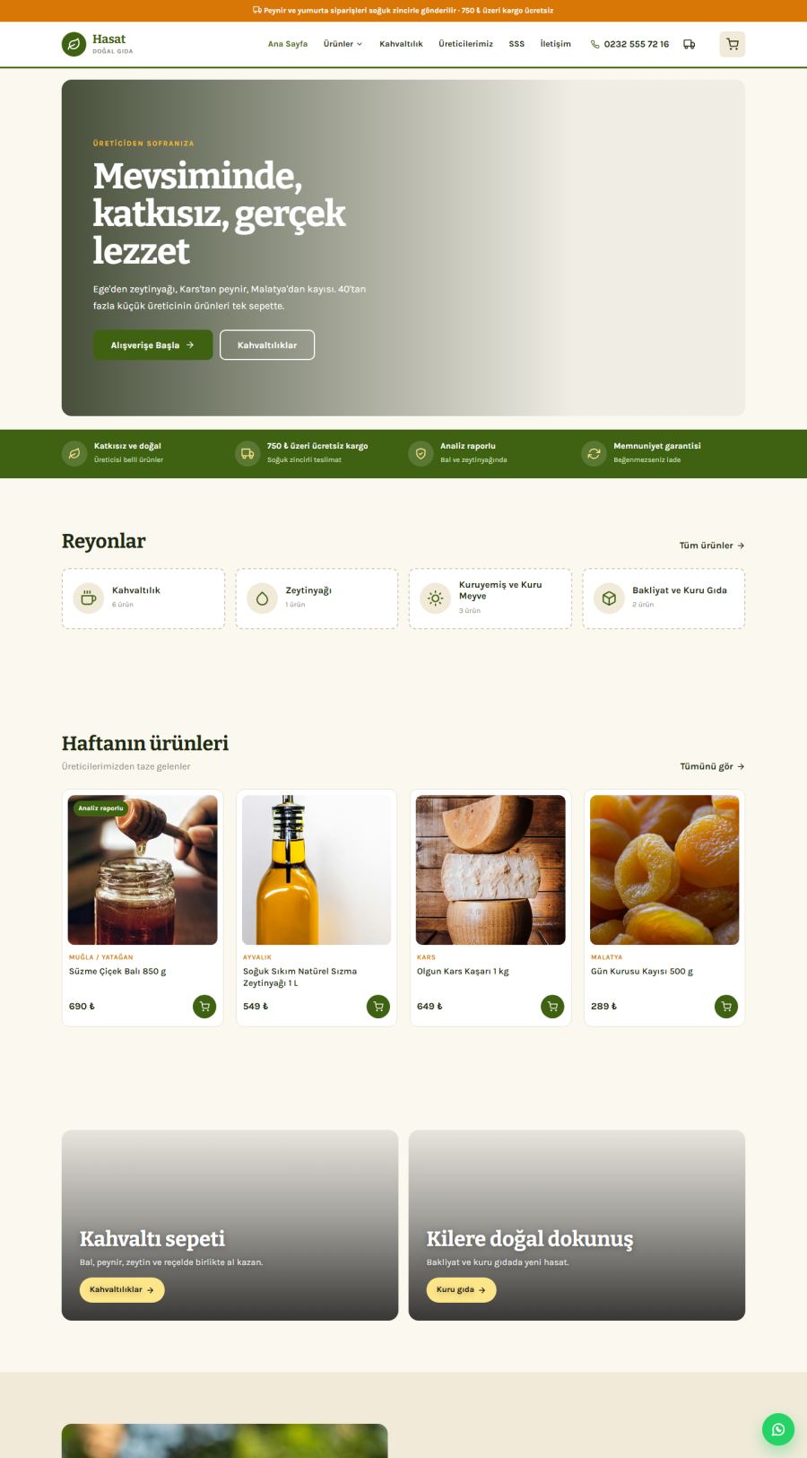 Hasat – Doğal Gıda ve Şarküteri E-Ticaret Sitesi – web sitesi tasarımı önizleme