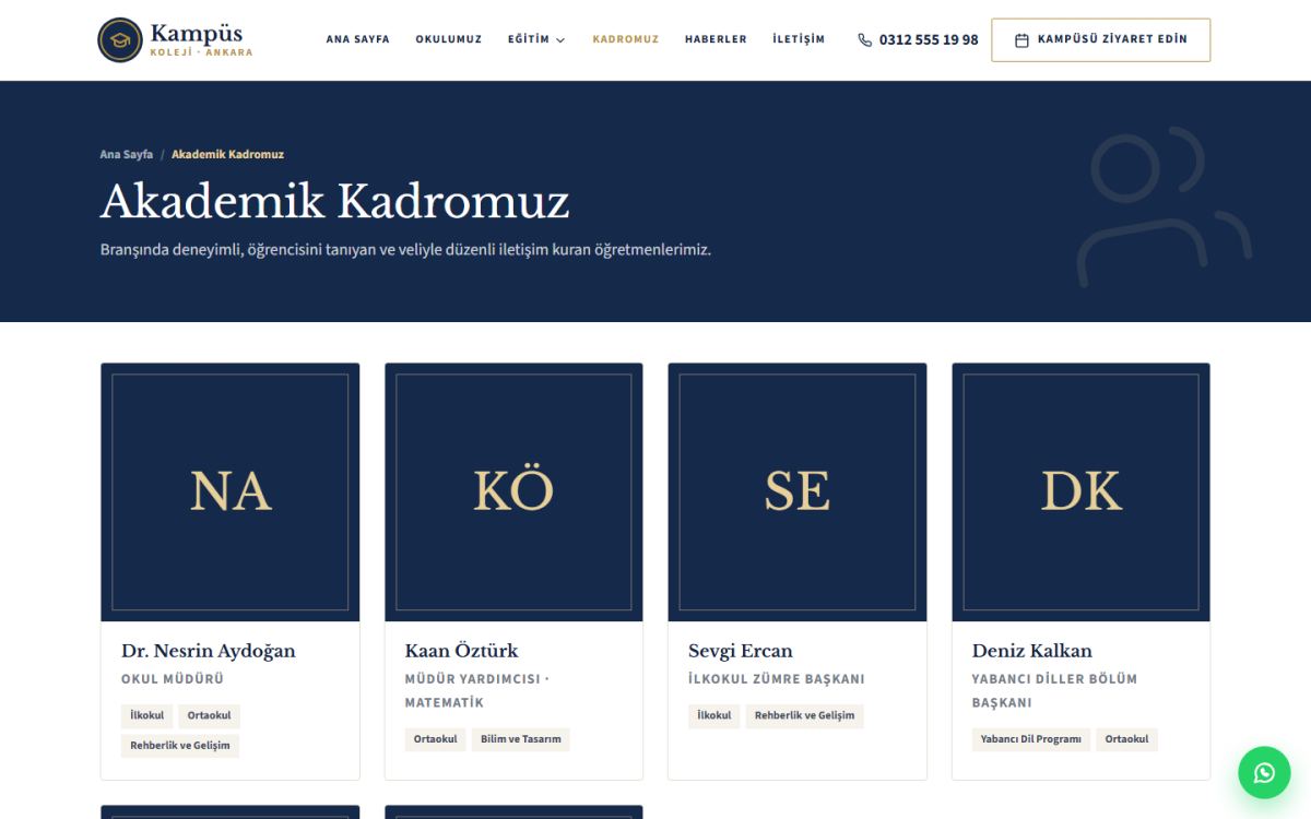 Kampüs – Özel Okul ve Kolej Web Sitesi ekran görüntüsü 4