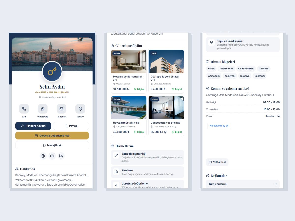 Kartela – Emlak Danışmanı Dijital Kartvizit – web sitesi tasarımı önizleme