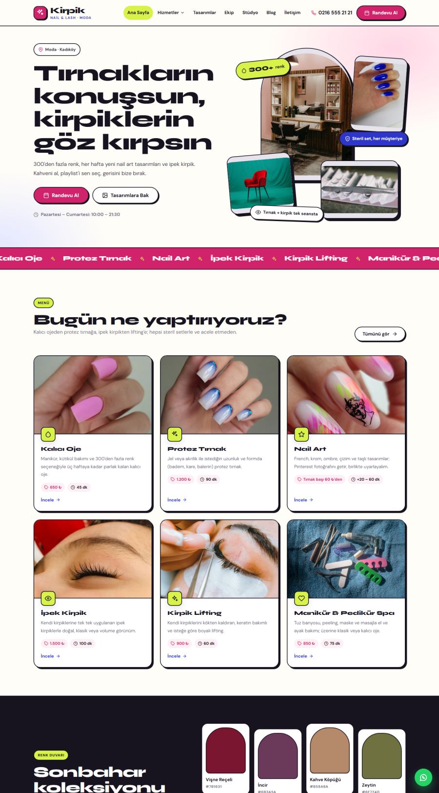 Kirpik – Tırnak ve Kirpik Stüdyosu Web Sitesi – web sitesi tasarımı önizleme