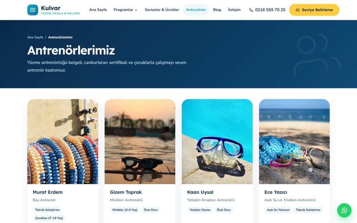 Kulvar – Yüzme Okulu & Yüzme Kulübü Web Sitesi ekran görüntüsü 4