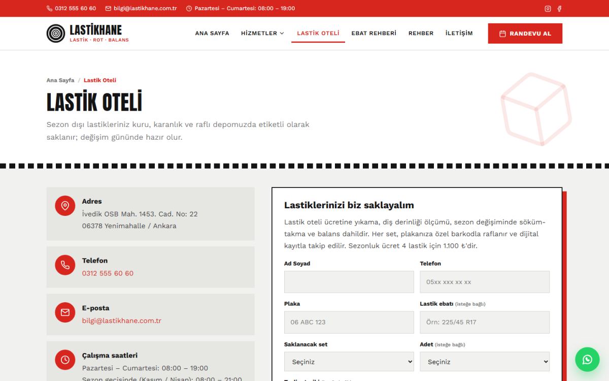 Lastikhane – Lastikçi ve Rot Balans Web Sitesi ekran görüntüsü 3