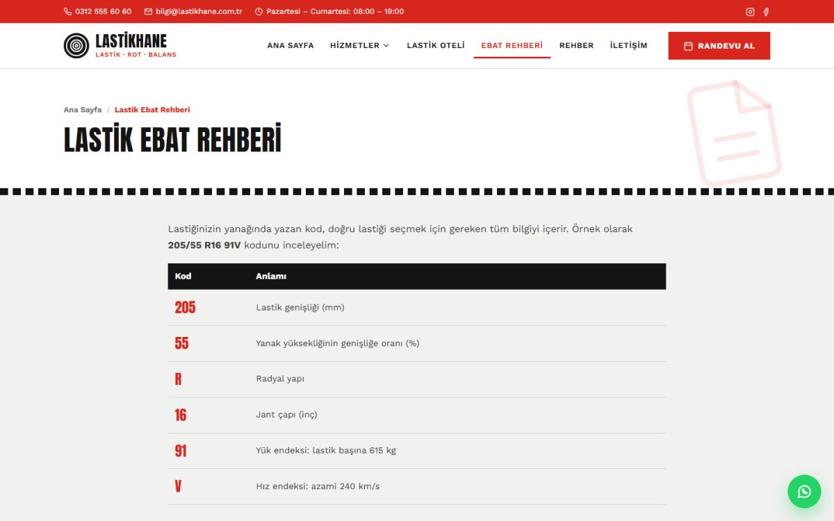 Lastikhane – Lastikçi ve Rot Balans Web Sitesi ekran görüntüsü 4