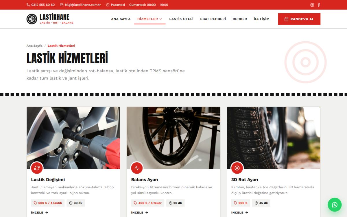 Lastikhane – Lastikçi ve Rot Balans Web Sitesi ekran görüntüsü 5