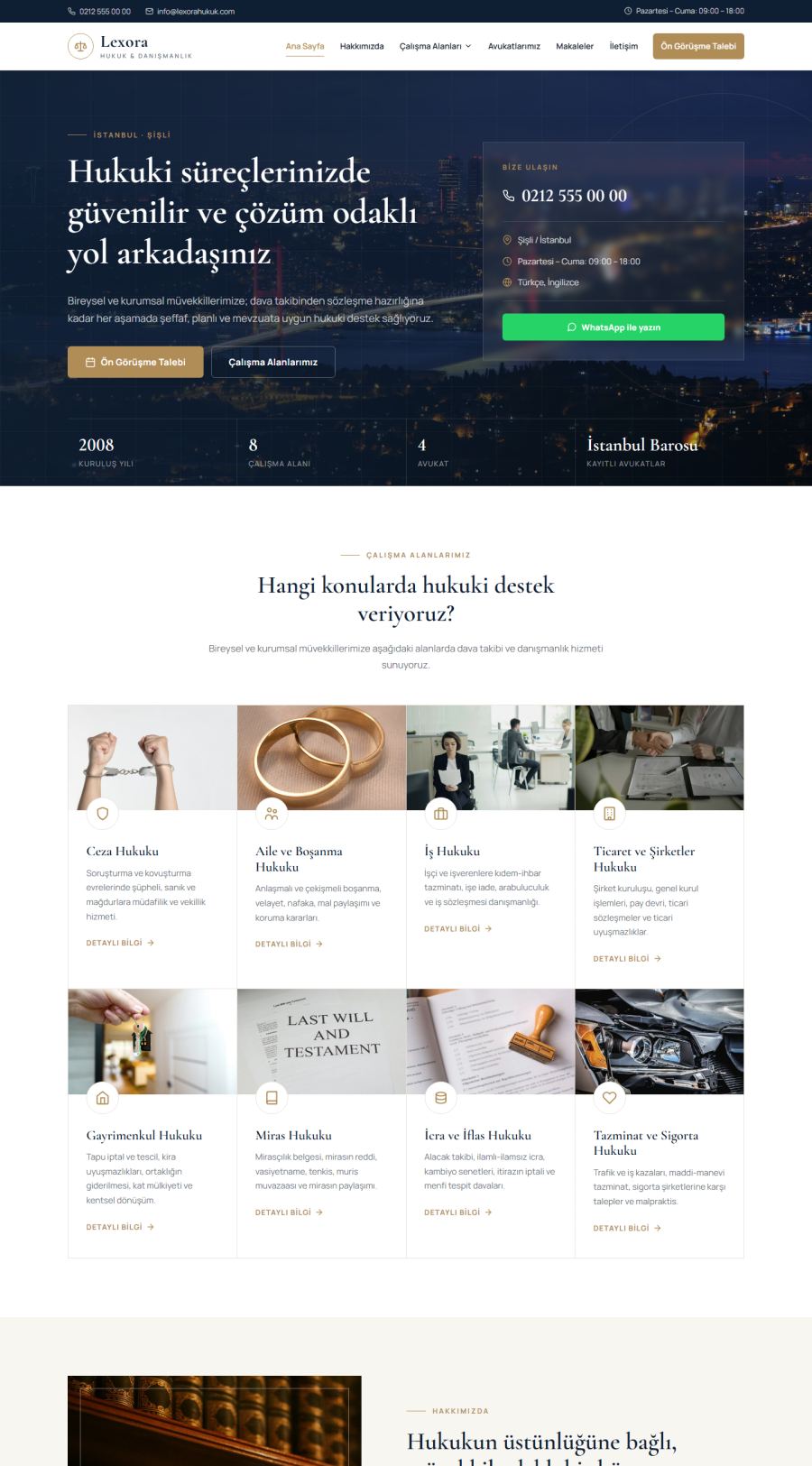 Lexora – Avukat & Hukuk Bürosu Web Sitesi demo ekran görüntüsü