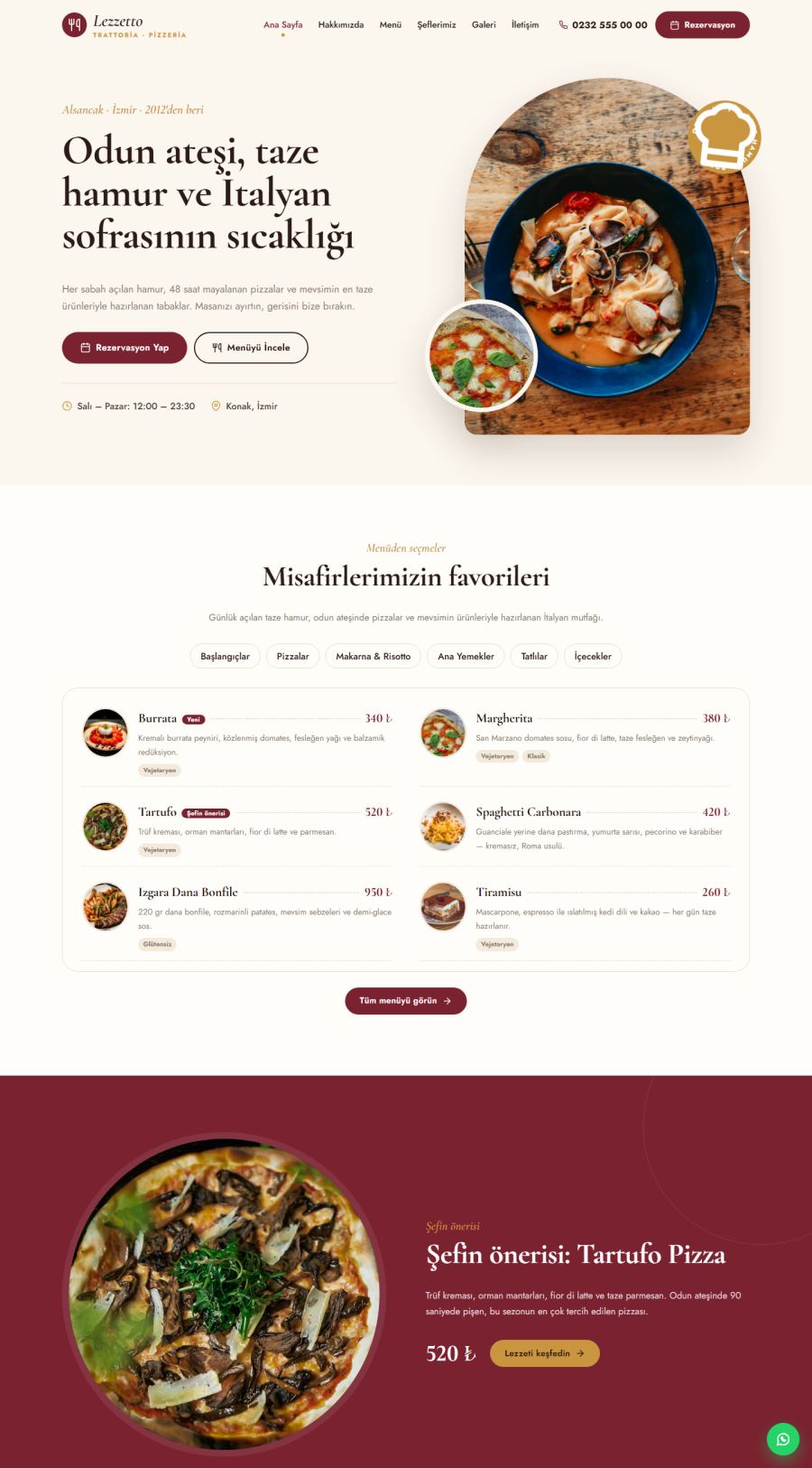 Lezzetto – Restoran & Kafe Web Sitesi – web sitesi tasarımı önizleme