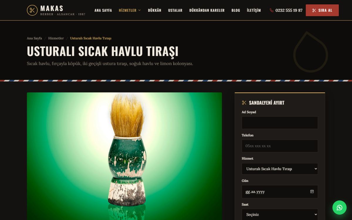 Makas – Erkek Berberi Web Sitesi ekran görüntüsü 2