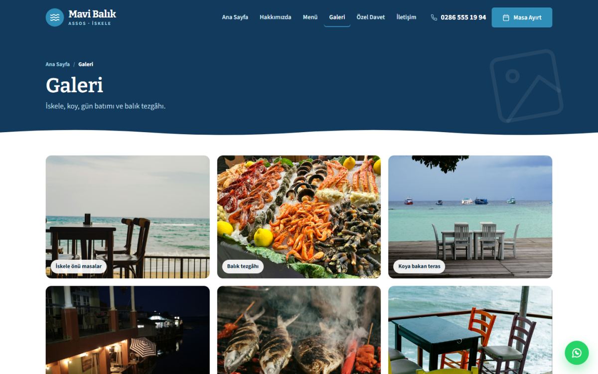 Mavi Balık – Balık Restoranı Web Sitesi ekran görüntüsü 5
