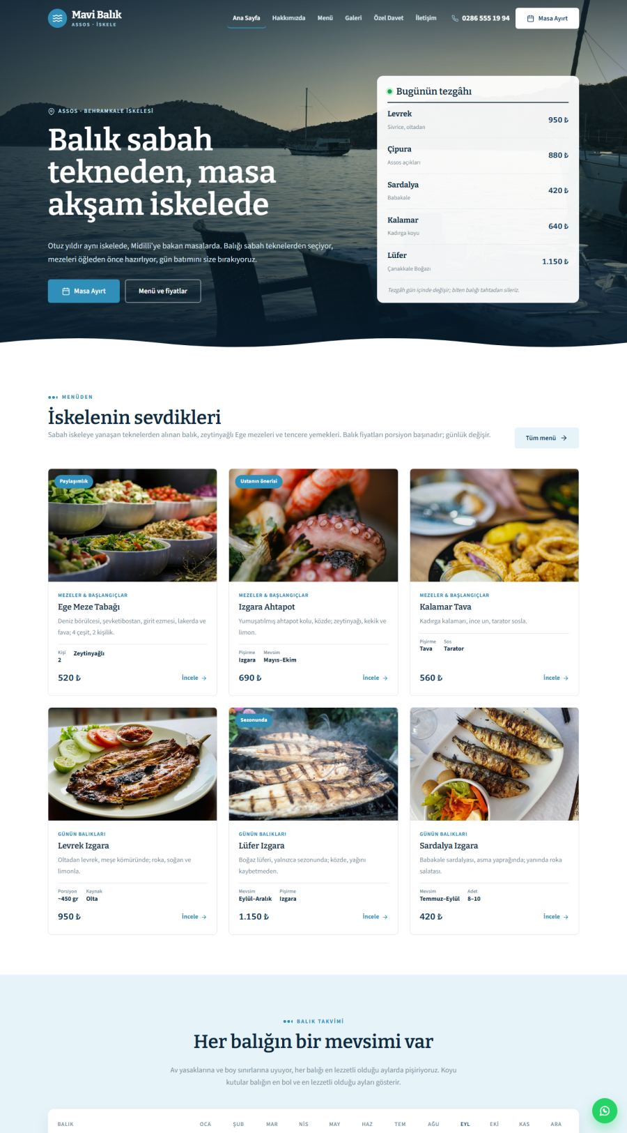 Mavi Balık – Balık Restoranı Web Sitesi web sitesi tasarımı