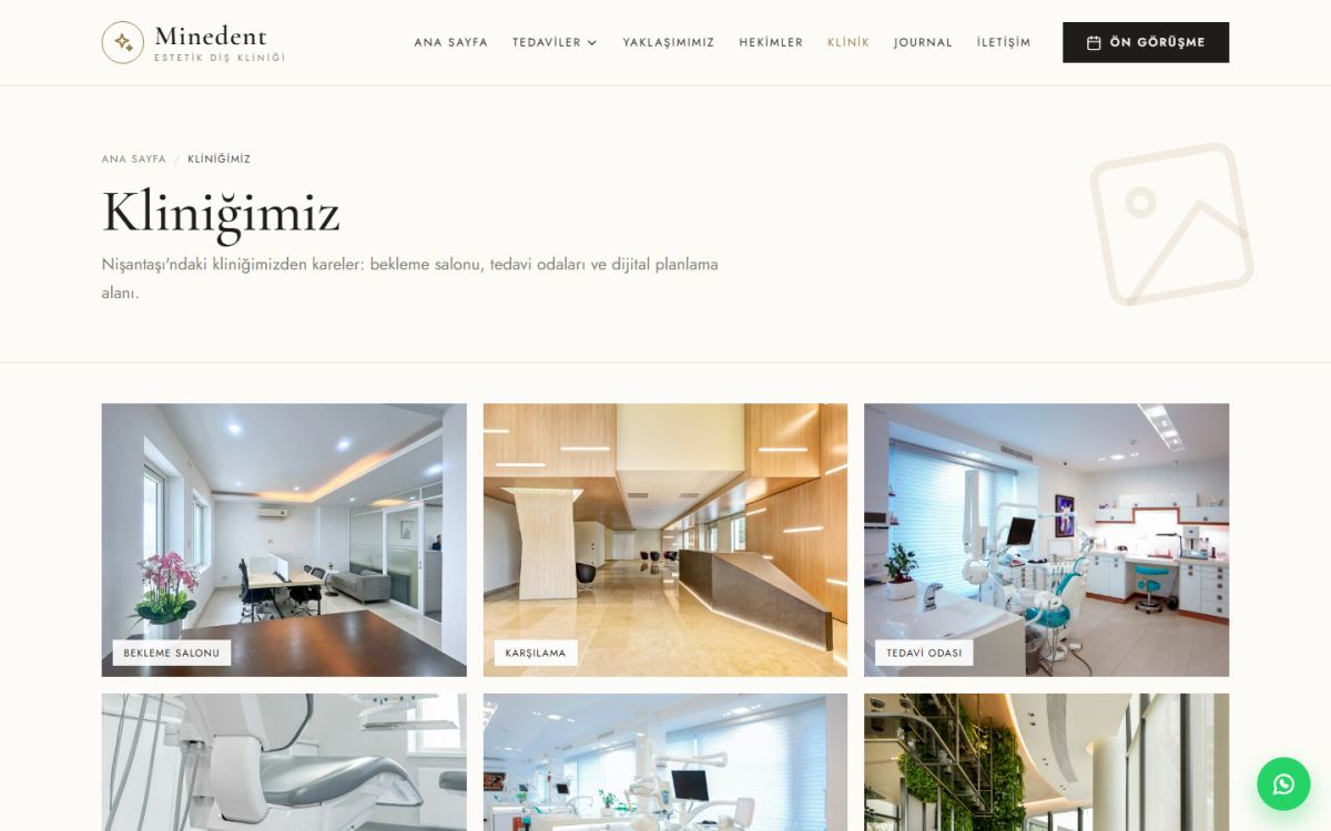 Minedent – Estetik Diş Kliniği Web Sitesi ekran görüntüsü 4