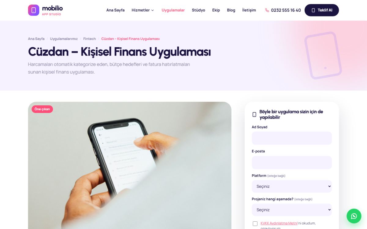 Mobilio – Mobil Uygulama Geliştirme Şirketi Web Sitesi ekran görüntüsü 4