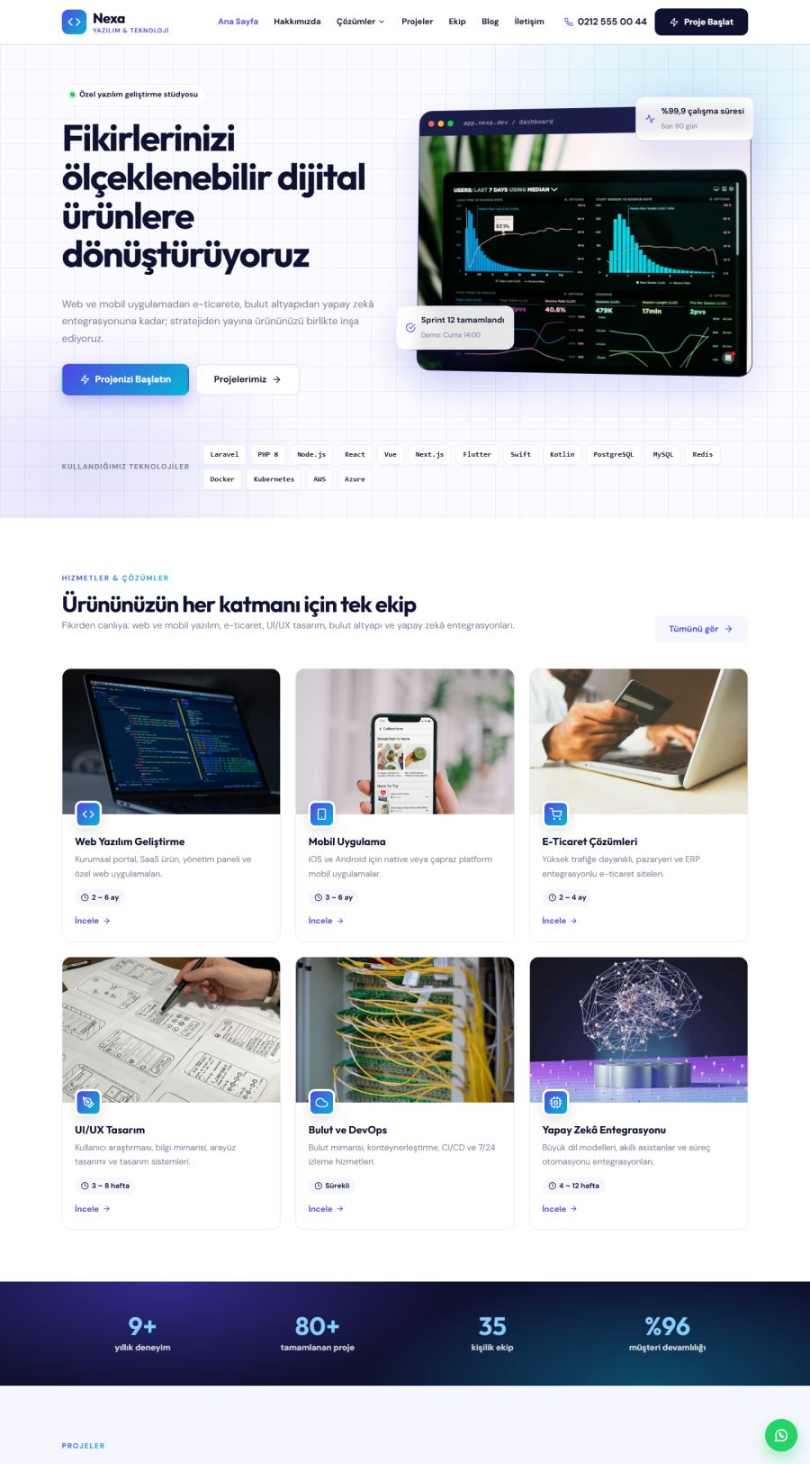 Nexa – Yazılım & Teknoloji Web Sitesi – web sitesi tasarımı önizleme