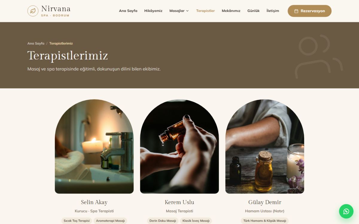 Nirvana – Spa ve Masaj Merkezi Web Sitesi ekran görüntüsü 3
