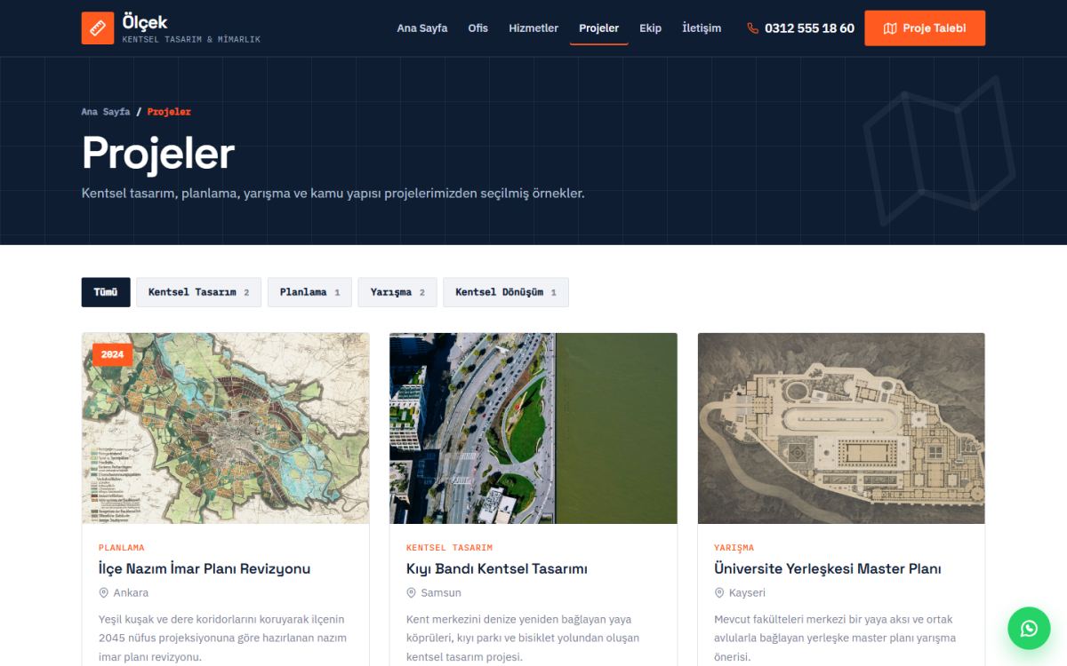 Ölçek – Kentsel Tasarım ve Planlama Web Sitesi ekran görüntüsü 2