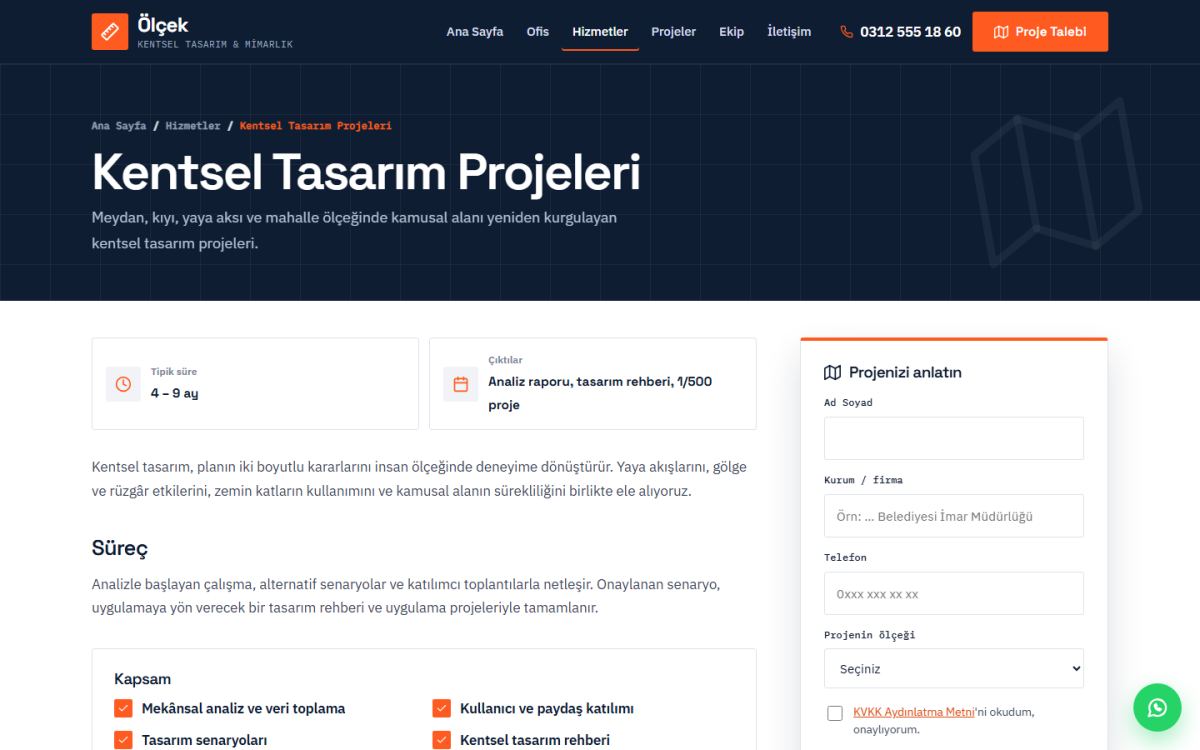 Ölçek – Kentsel Tasarım ve Planlama Web Sitesi ekran görüntüsü 4