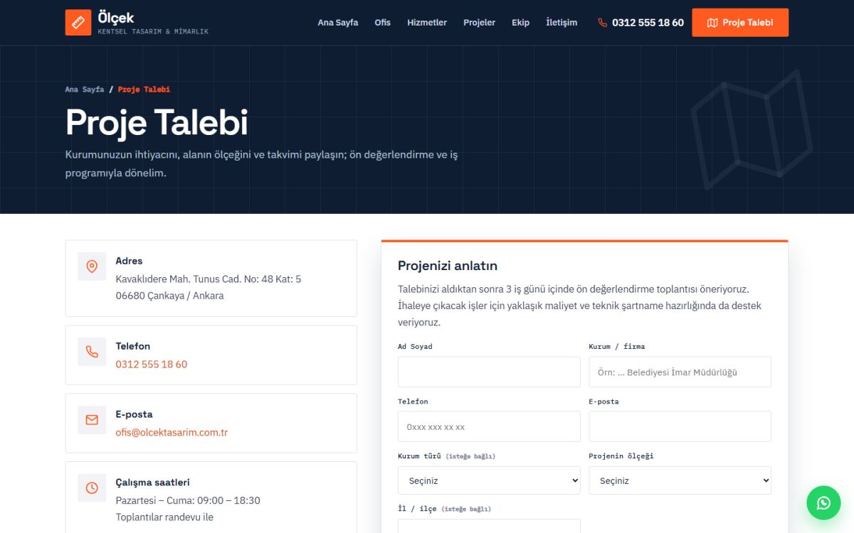 Ölçek – Kentsel Tasarım ve Planlama Web Sitesi ekran görüntüsü 5