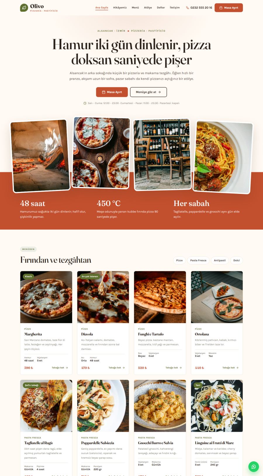 Olivo – Pizzeria ve Makarna Restoranı Web Sitesi – web sitesi tasarımı önizleme