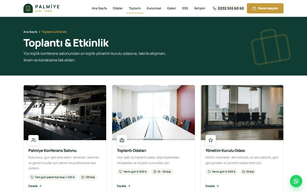 Palmiye – Şehir ve İş Oteli Web Sitesi ekran görüntüsü 3