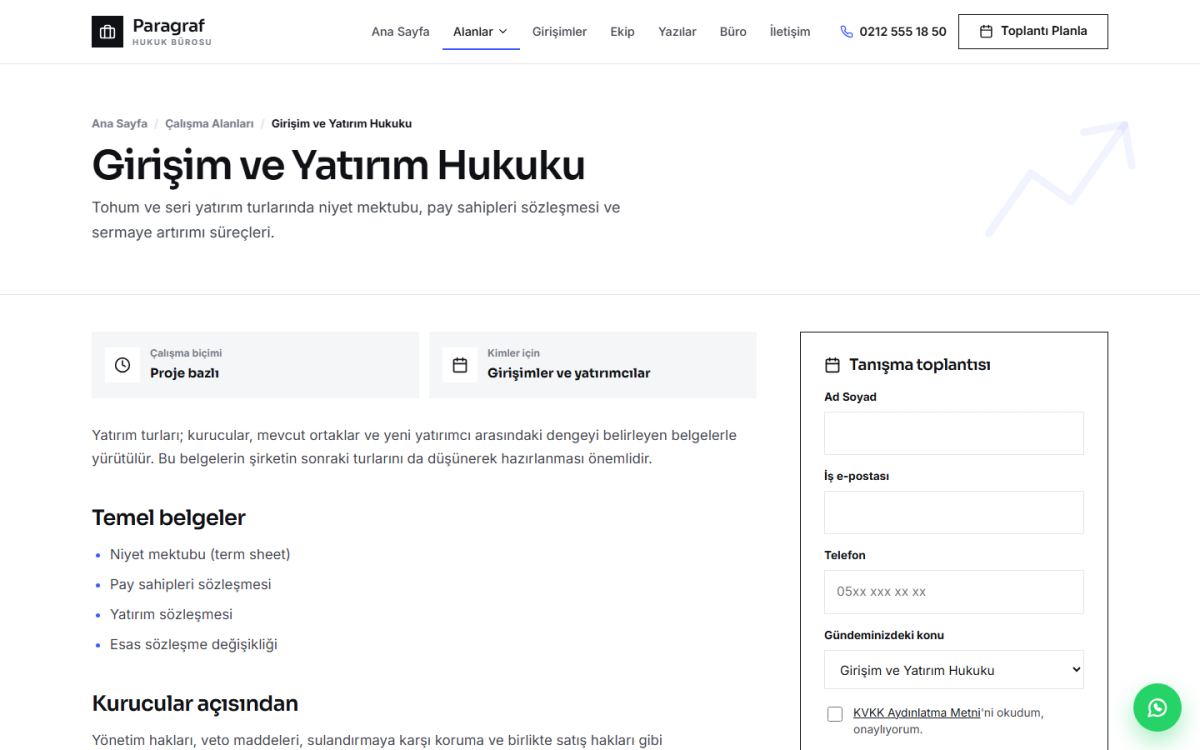 Paragraf – Şirketler Hukuku ve Girişim Avukatı Web Sitesi ekran görüntüsü 2