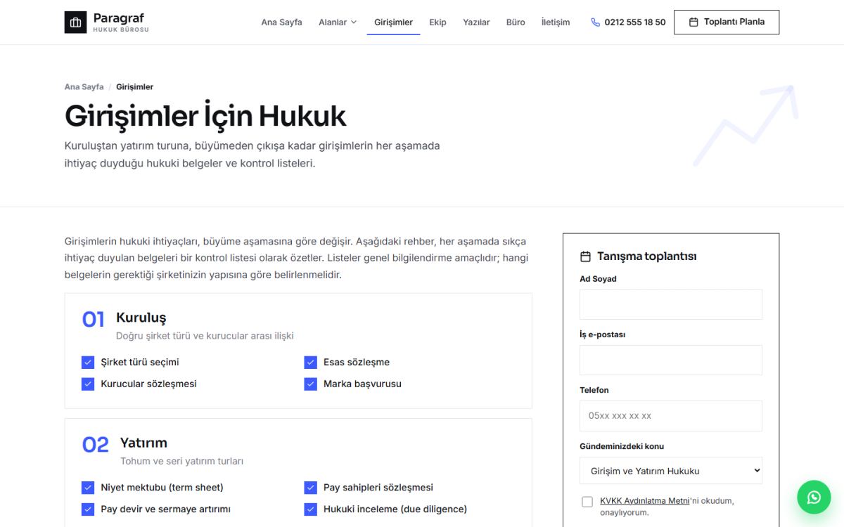 Paragraf – Şirketler Hukuku ve Girişim Avukatı Web Sitesi ekran görüntüsü 3