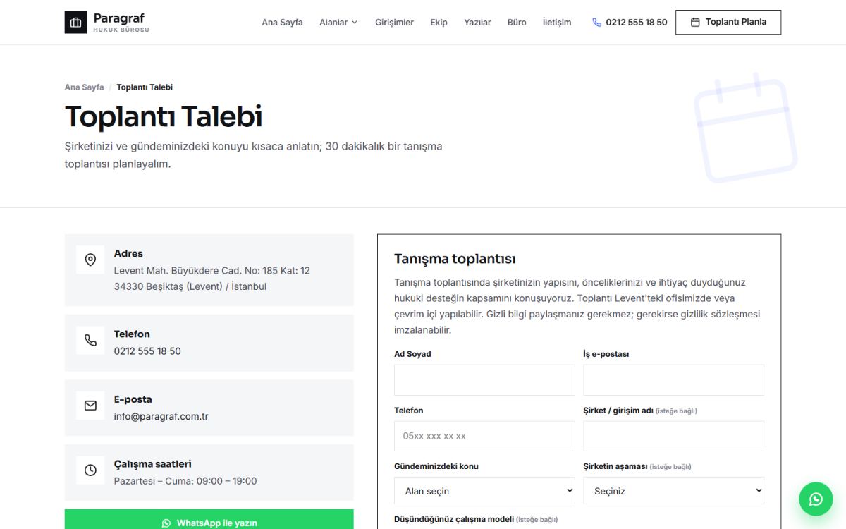 Paragraf – Şirketler Hukuku ve Girişim Avukatı Web Sitesi ekran görüntüsü 5