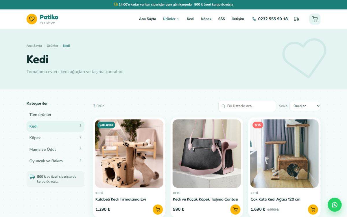 Patiko – Pet Shop E-Ticaret Sitesi ekran görüntüsü 4