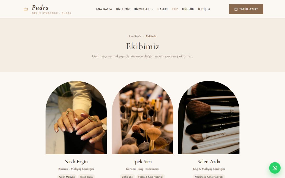 Pudra – Gelin Saç ve Makyaj Stüdyosu Web Sitesi ekran görüntüsü 3