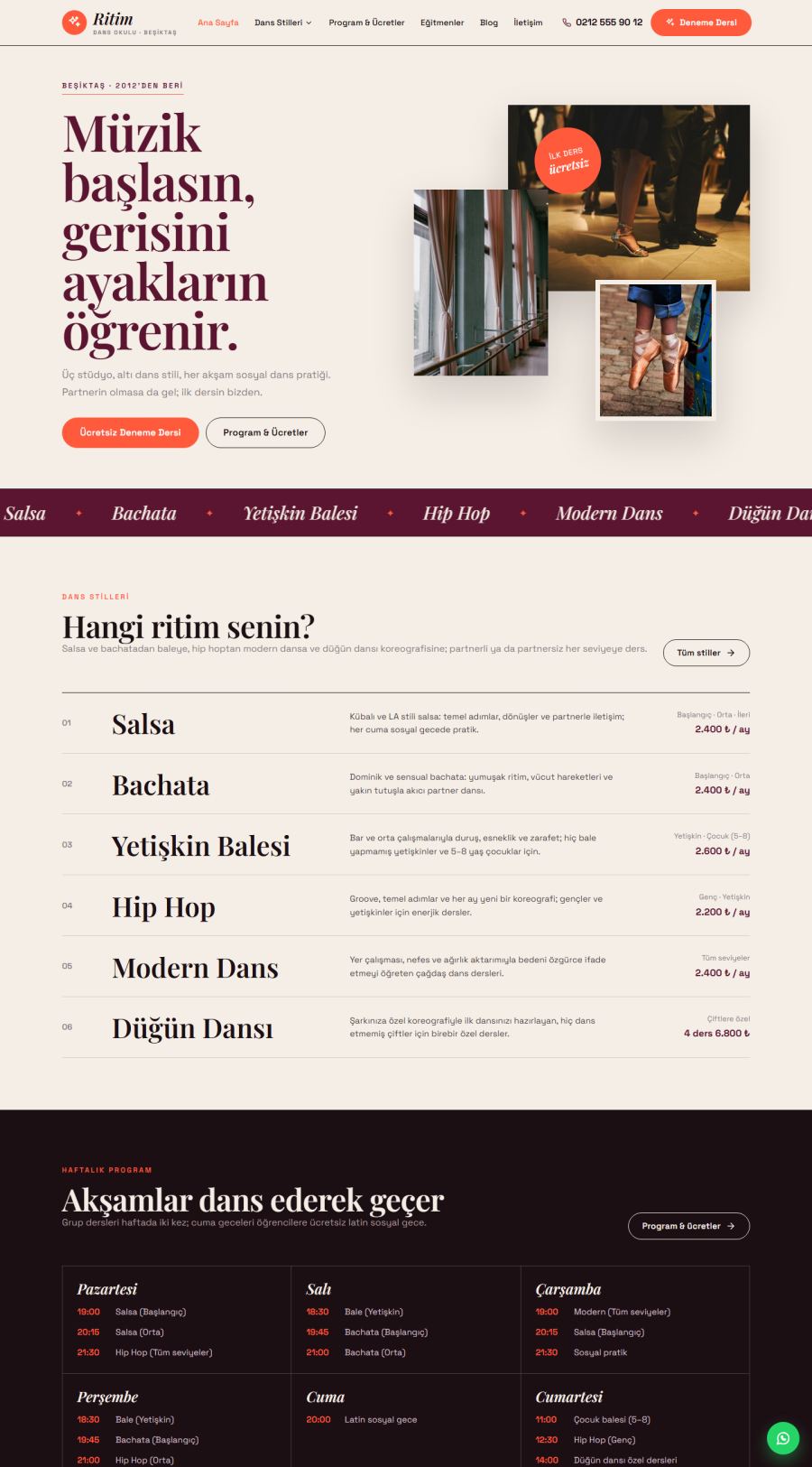 Ritim – Dans Okulu Web Sitesi – web sitesi tasarımı önizleme