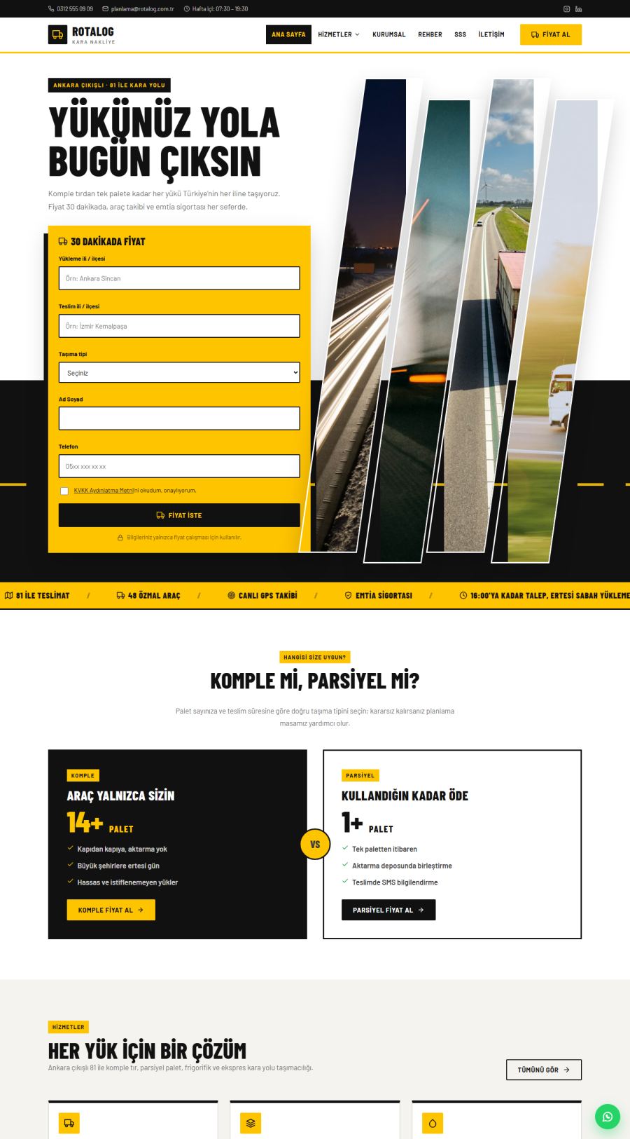 Rotalog – Şehirlerarası Kara Nakliye Web Sitesi – web sitesi tasarımı önizleme