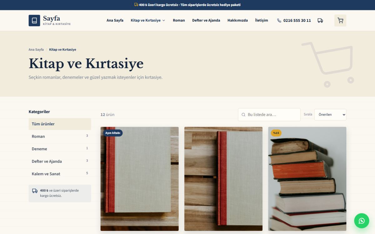 Sayfa – Kitap ve Kırtasiye E-Ticaret Sitesi ekran görüntüsü 2