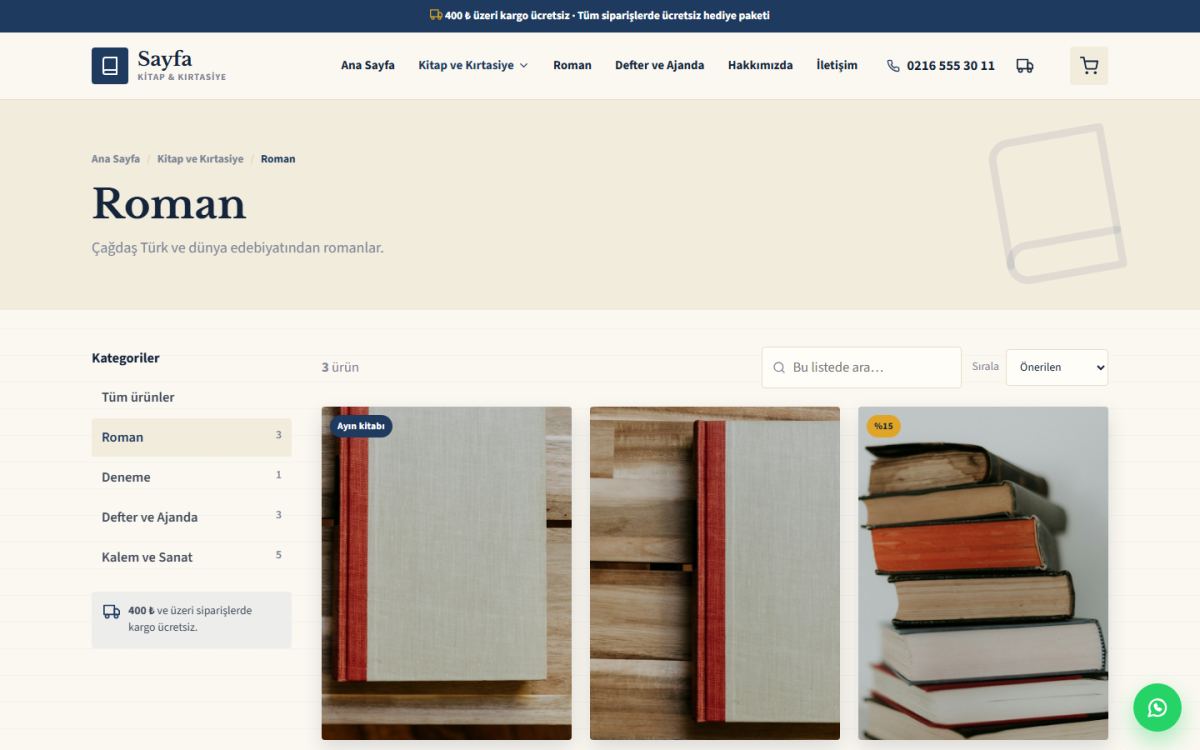 Sayfa – Kitap ve Kırtasiye E-Ticaret Sitesi ekran görüntüsü 4