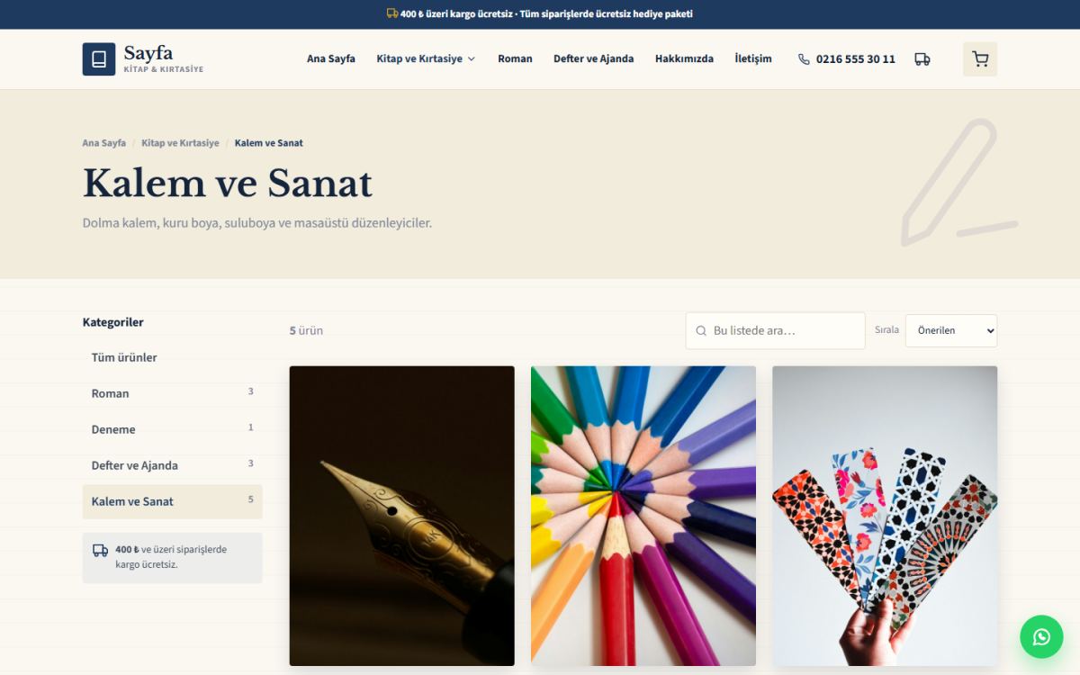 Sayfa – Kitap ve Kırtasiye E-Ticaret Sitesi ekran görüntüsü 5