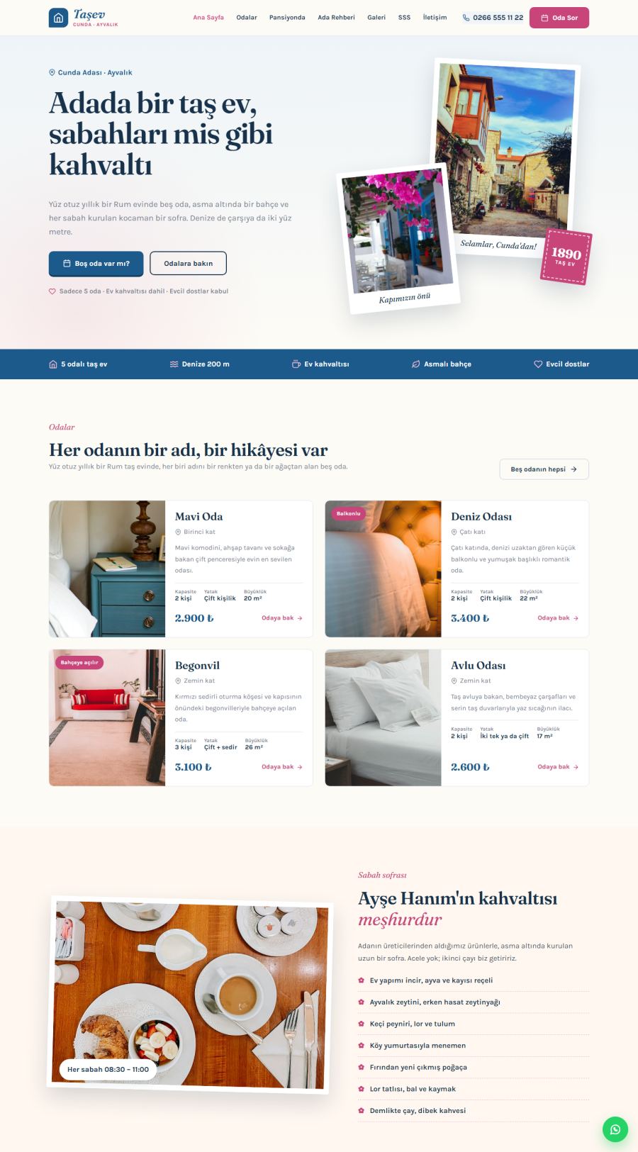 Taşev – Pansiyon ve Taş Ev Oteli Web Sitesi web sitesi tasarımı