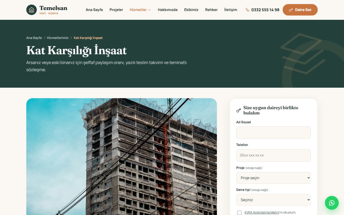 Temelsan – Konut Müteahhidi Web Sitesi ekran görüntüsü 4
