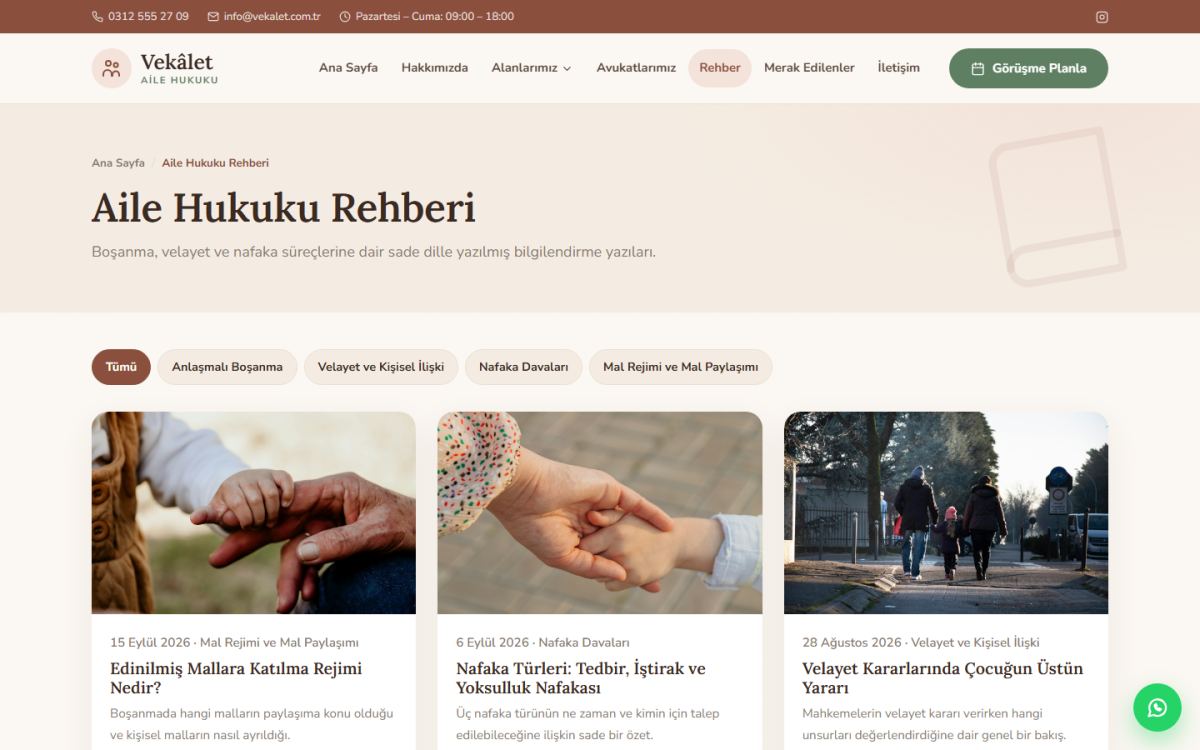 Vekâlet – Boşanma ve Aile Hukuku Avukatı Web Sitesi ekran görüntüsü 4