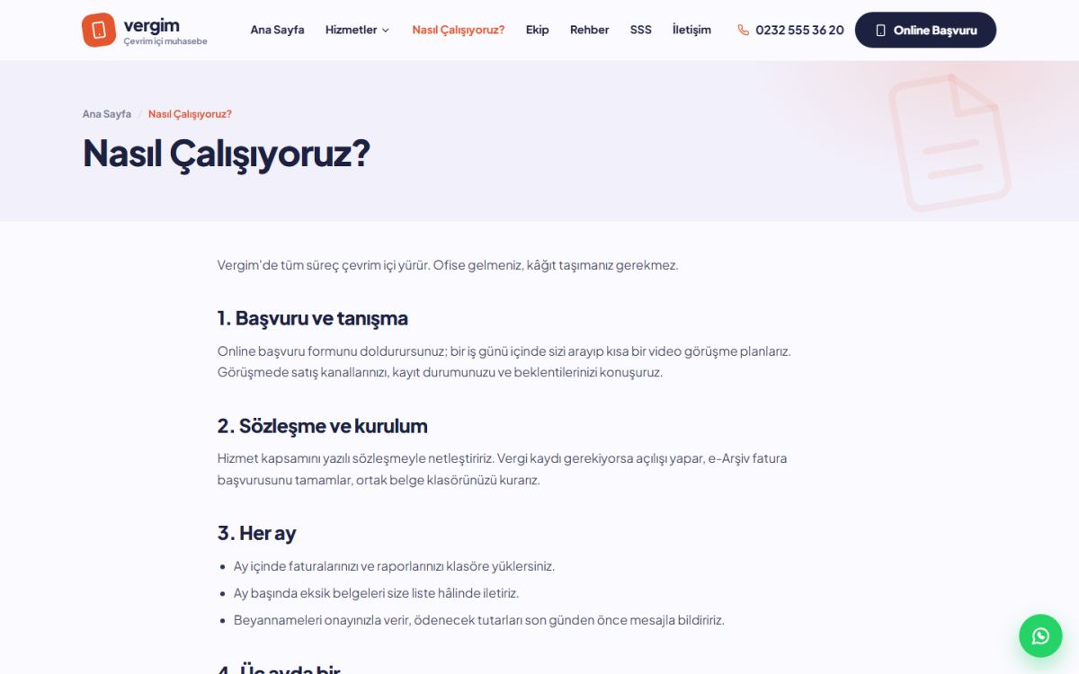 Vergim – E-Ticaret ve Freelancer Muhasebe Web Sitesi ekran görüntüsü 3